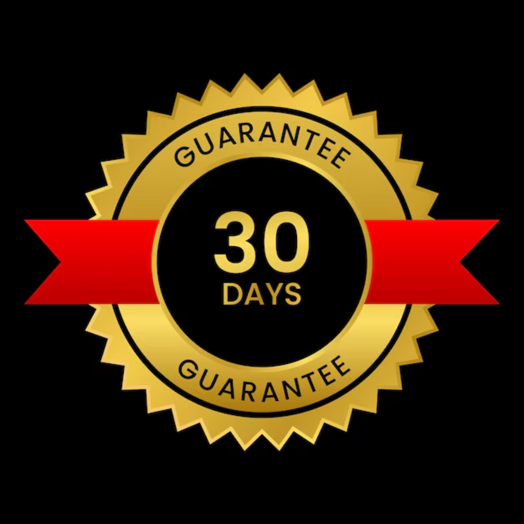 30-day guarantee seal with gold badge and red ribbon for LED screen purchase assurance